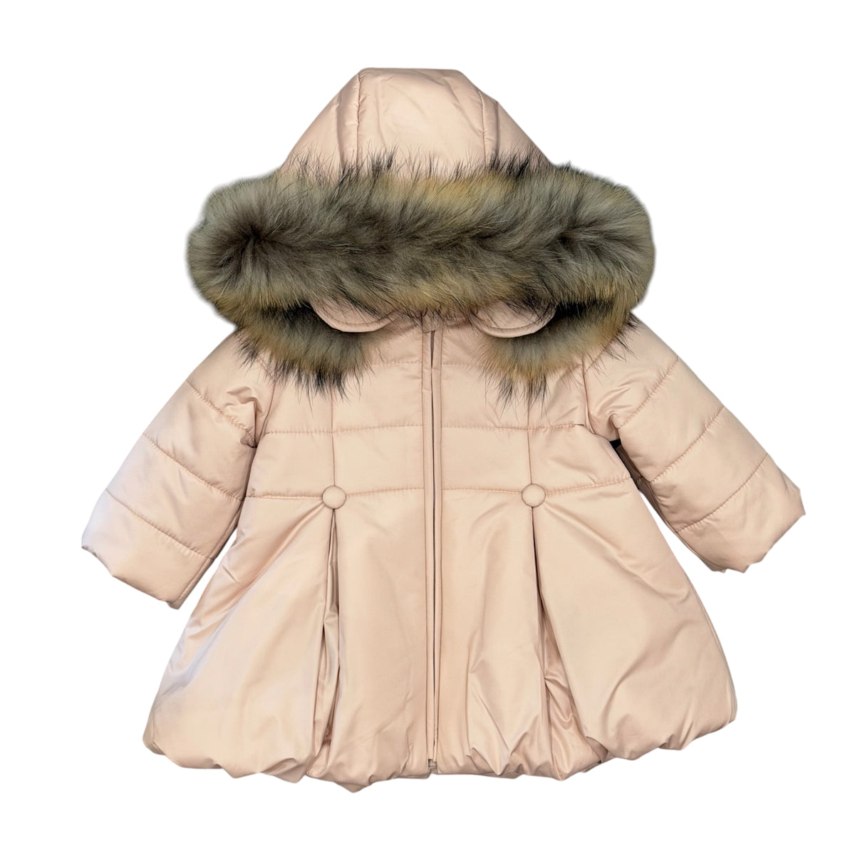 Girls Nude Coat with Fur Hood