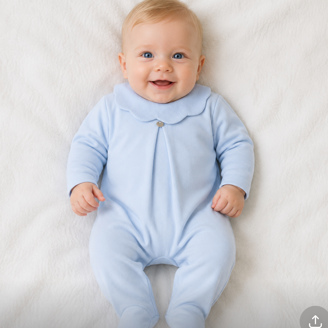 Baby Gi Baby Boys Blue Cotton Scallop Babygrow