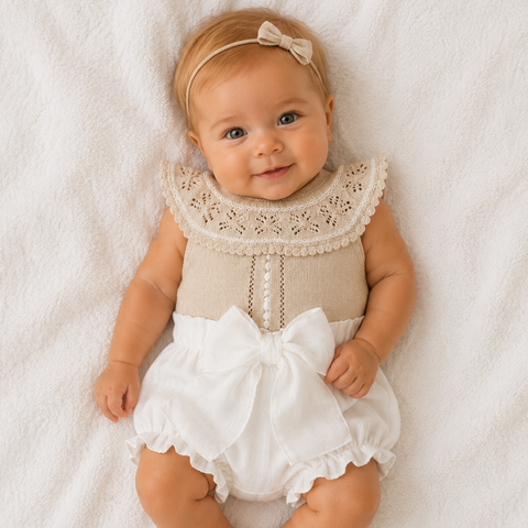 Granlei Girls Beige Bow Set
