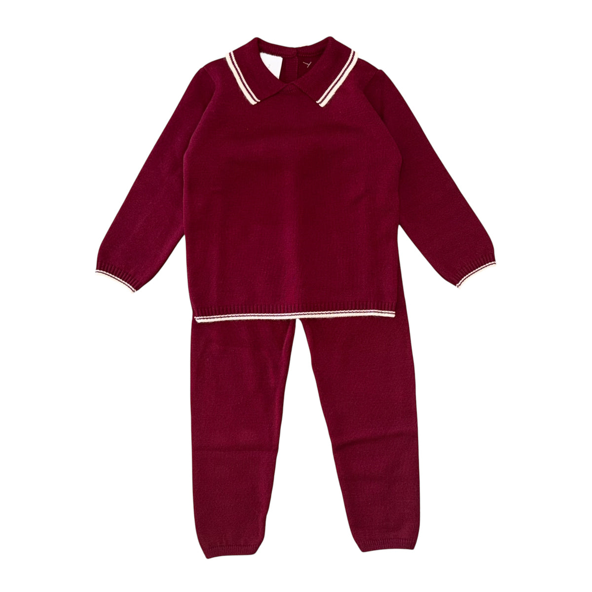 Boys Burgendy Knitted Polo Set