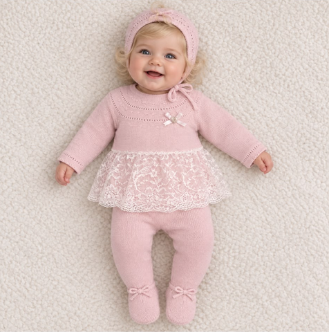 Granlei Baby Girls Pink Knitted Set