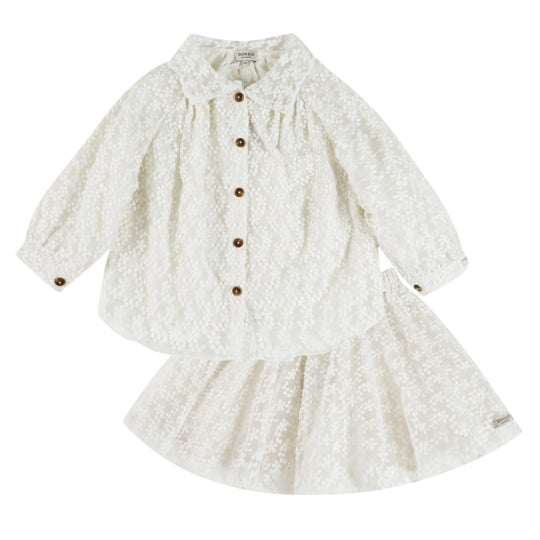Girls Warm White Skirt Set
