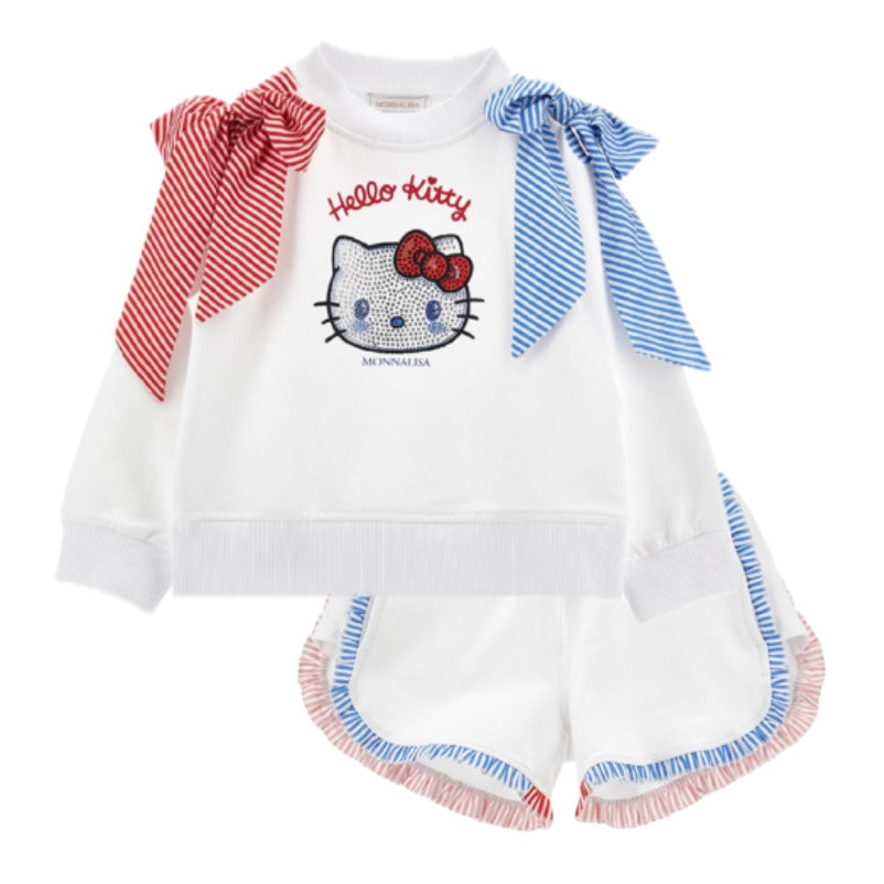 Monnalisa Girls White Hello Kitty Bow Short Set
