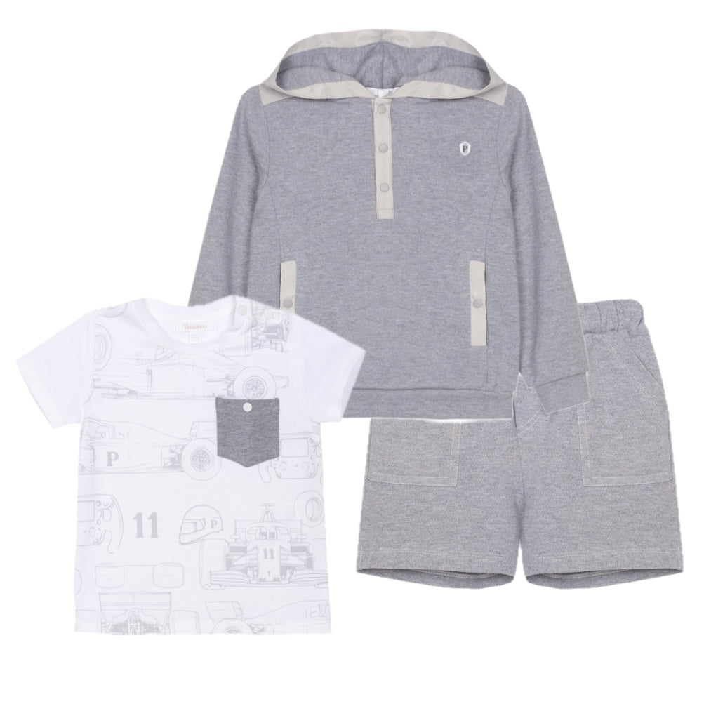 Patachou Boys Grey 3 Piece Short Set