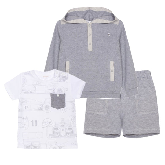 Boys Grey 3 Piece Short Set