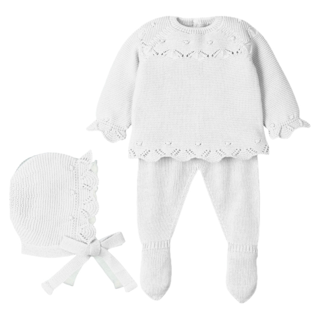 Mac Ilusion Baby Girls White 3 Piece Knit Set