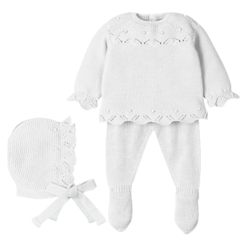 Mac Ilusion Baby Girls White 3 Piece Knit Set