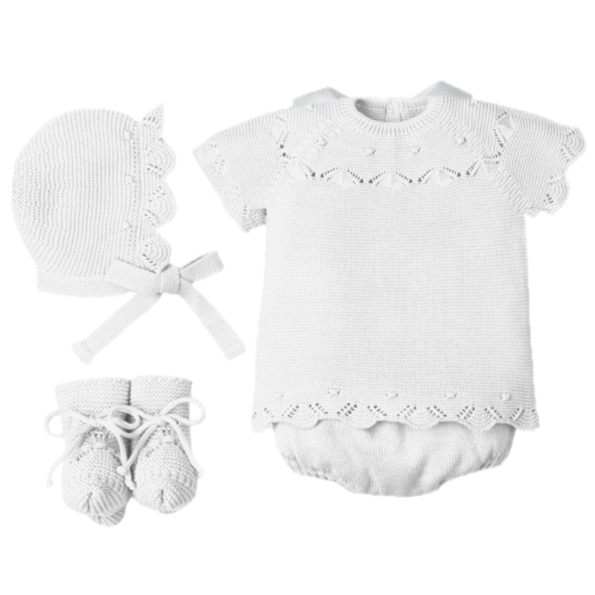 Mac Ilusion Baby Girls White 4 Piece Knit Set