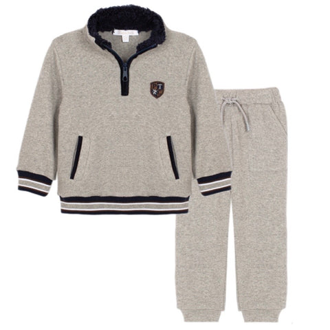 Boys Grey Fleece Tracksuit