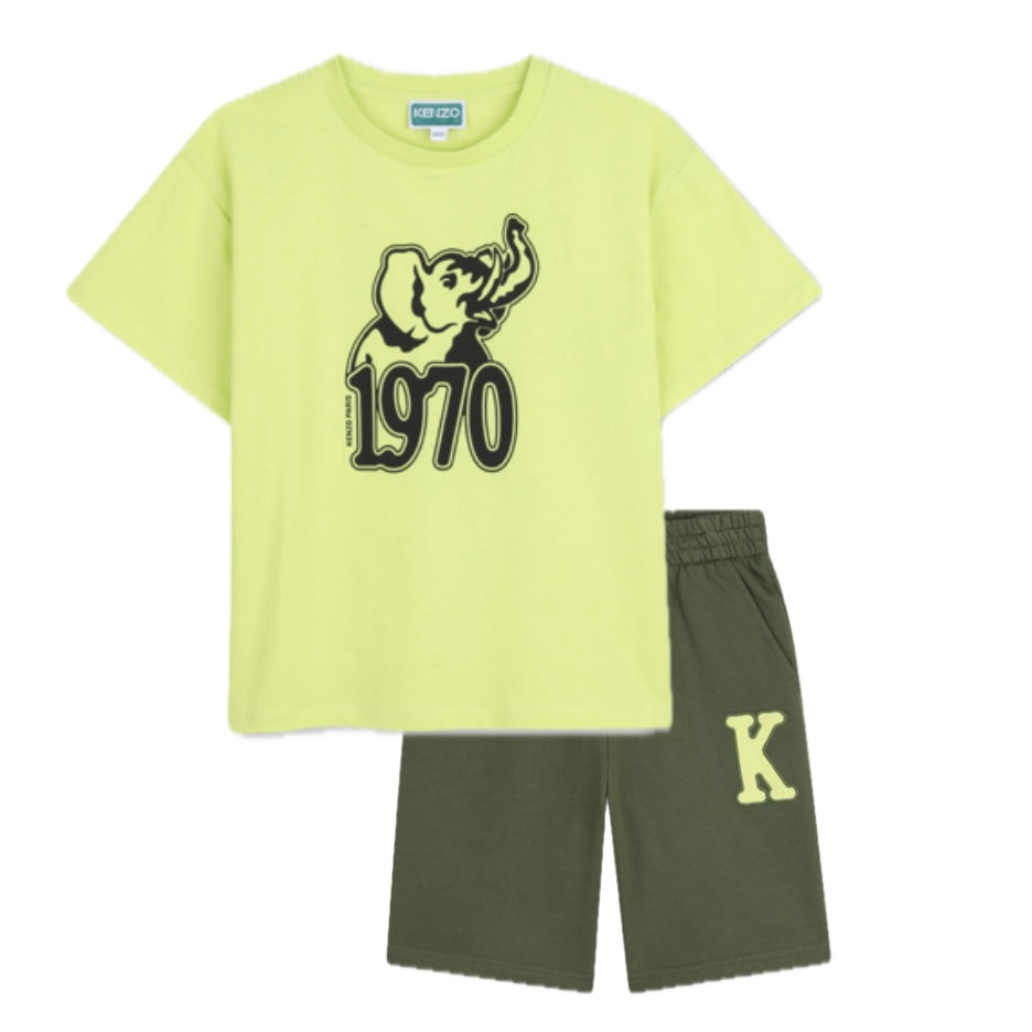 Kenzo Kids Boys Khaki Elephant Short Set