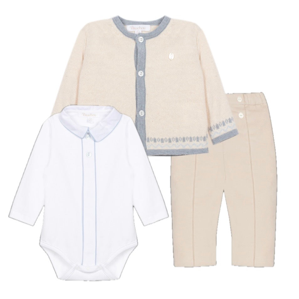 Baby Boys Beige Cardigan Set