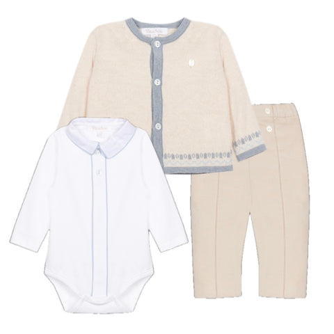 Baby Boys Beige Cardigan Set