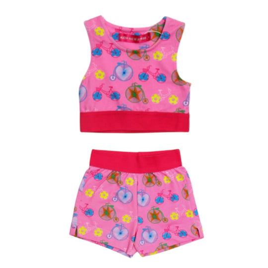 Girls Pink Bike Short Set