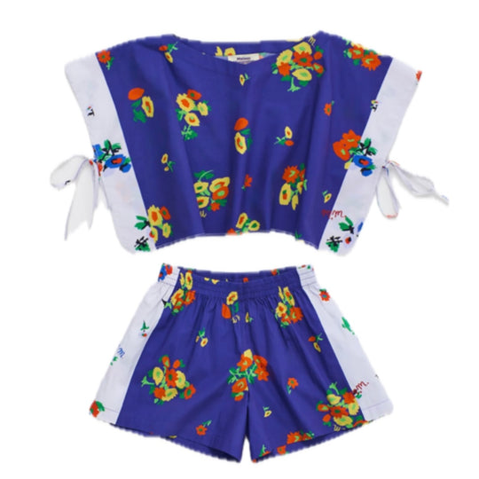 Girls Navy Flower Short Set