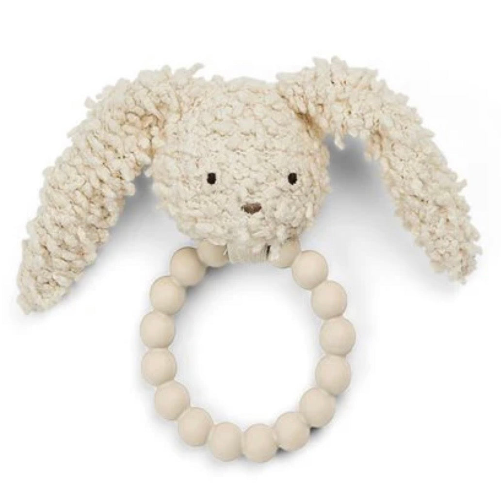 Cream Rabbit Silicone Teething Rattle