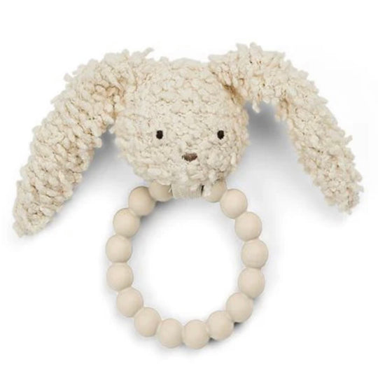 Cream Rabbit Silicone Teething Rattle