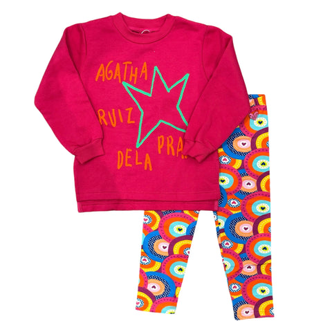 Agatha Ruiz De La Prada Girls Fucshia Crayon Legging Set