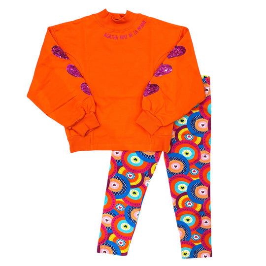 Girls Orange Bubbles Legging Set