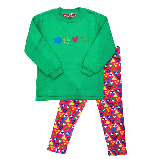 Girls Green Crayon Legging Set