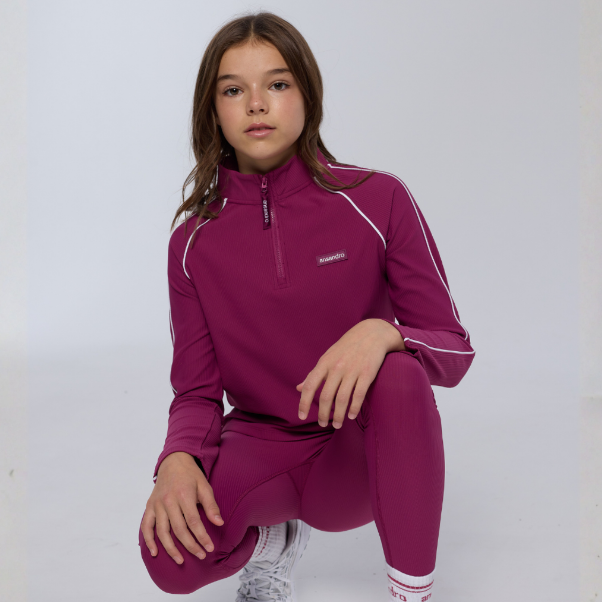 Ansandro Girls Berry Ribbed Legging Set