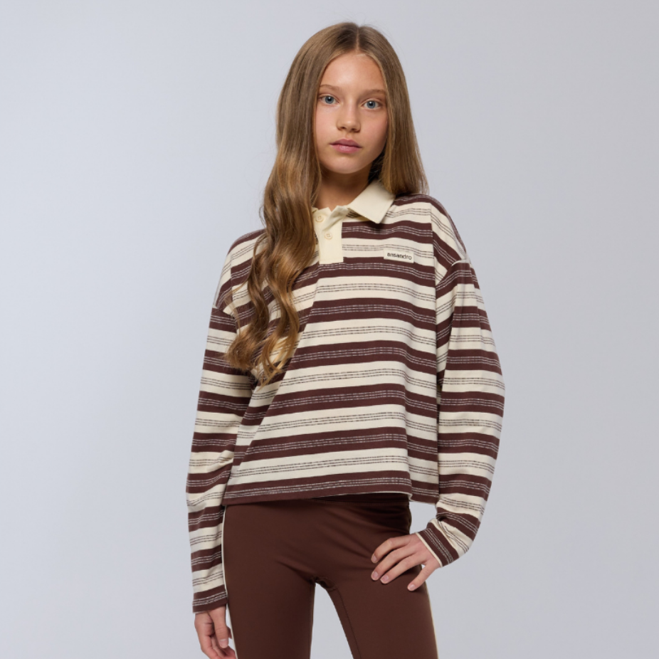 Ansandro Girls Brown Striped Top