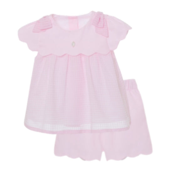 Baby Girls Pink Scolloped Short Set