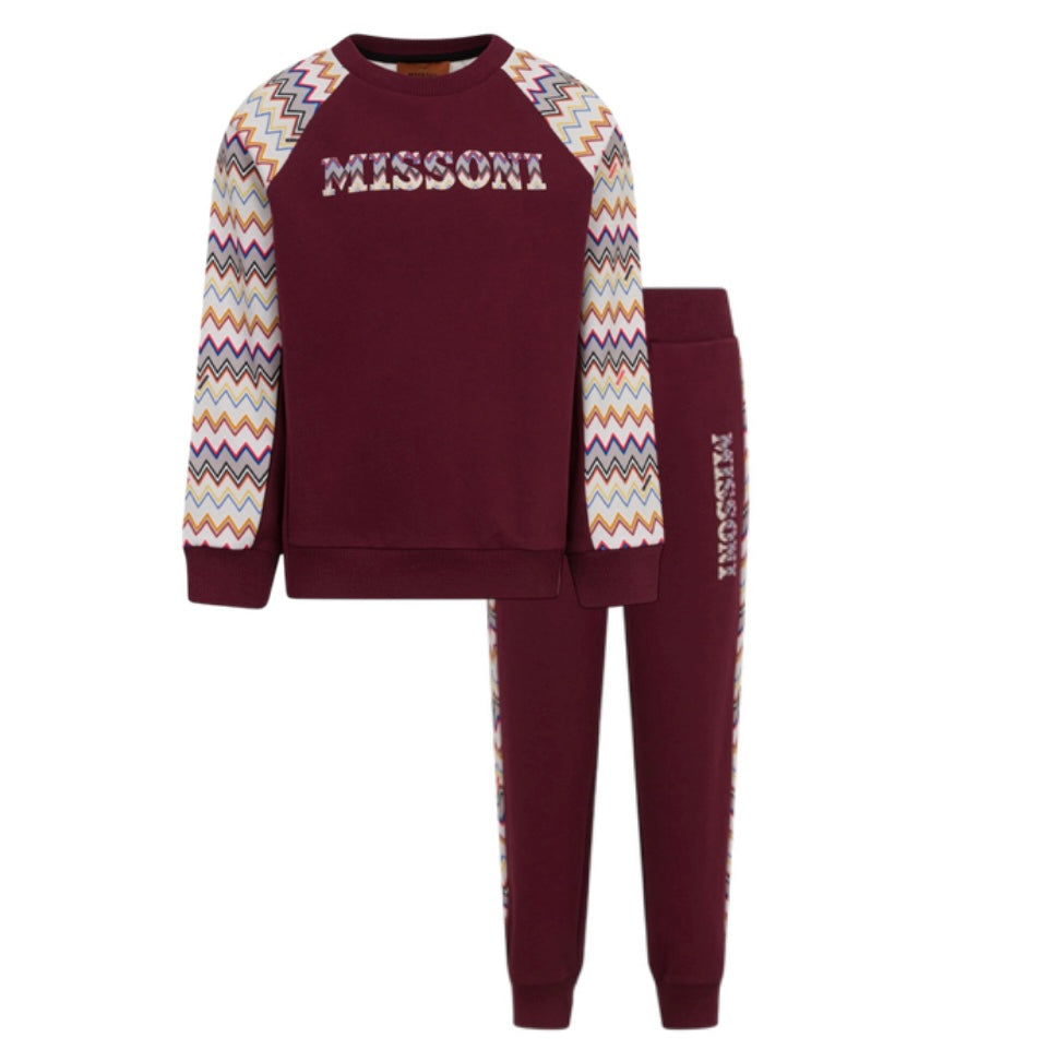 Missoni Kids Boys Maroon Zig Zag Tracksuit