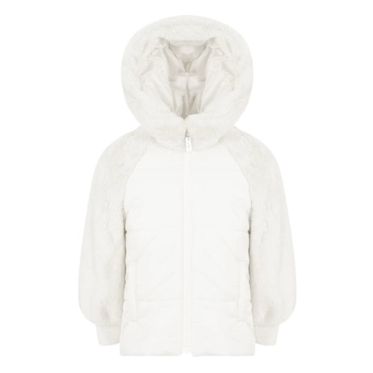 Girls Off White Fur Coat