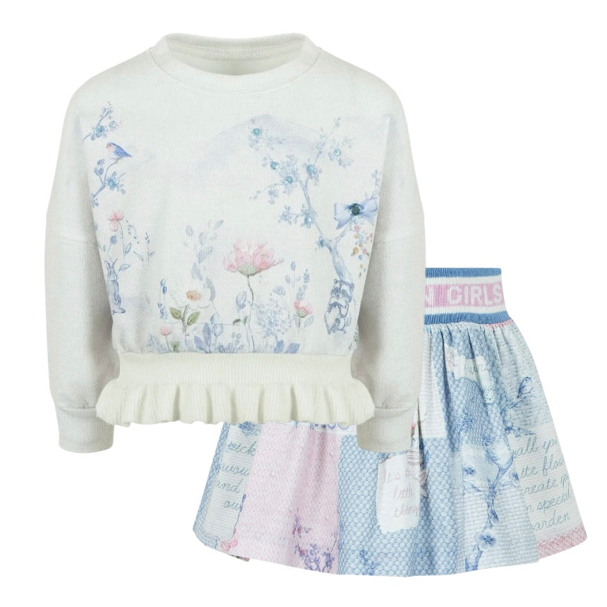 Lapin House Girls Blue Pattern Skirt Set