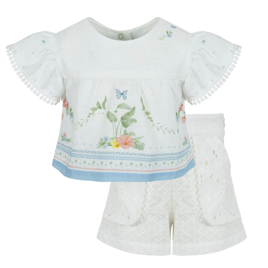 Girls White Short Set
