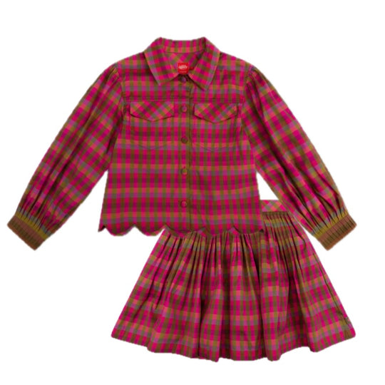 Girls Green Moss Barony Skirt Set