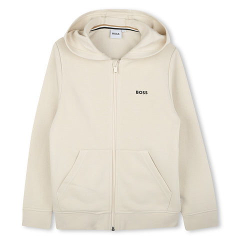 Boss Boys Beige Zip Up Hoodie