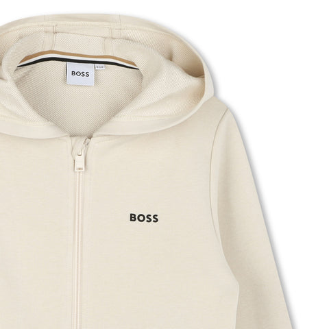 Boss Boys Beige Zip Up Hoodie