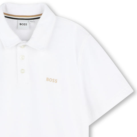 Boss Boys White Short Sleeve Polo