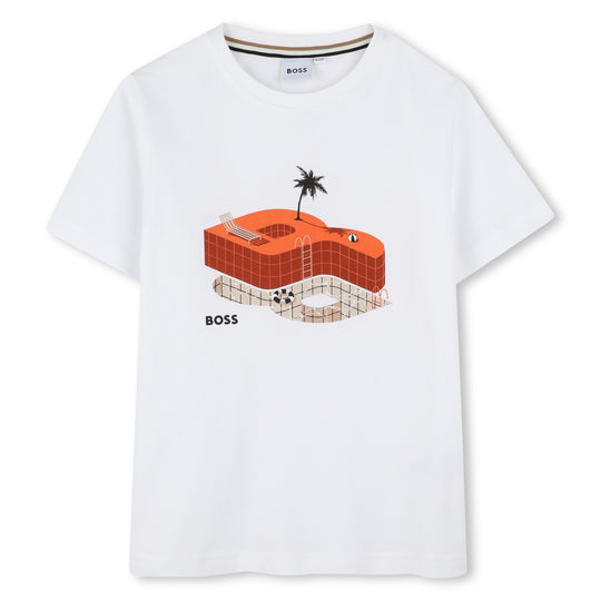 Boys White Short Sleeves T-Shirt