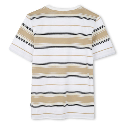 Boss Boys Beige Stripe T-Shirt