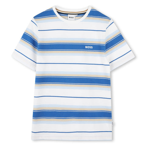 Boss Boys Blue Stripe Short T-Shirt