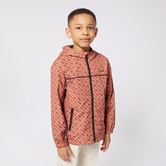 Boys Orange Hooded Windbreaker