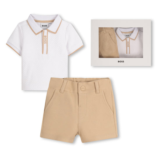 Boys White Polo Set
