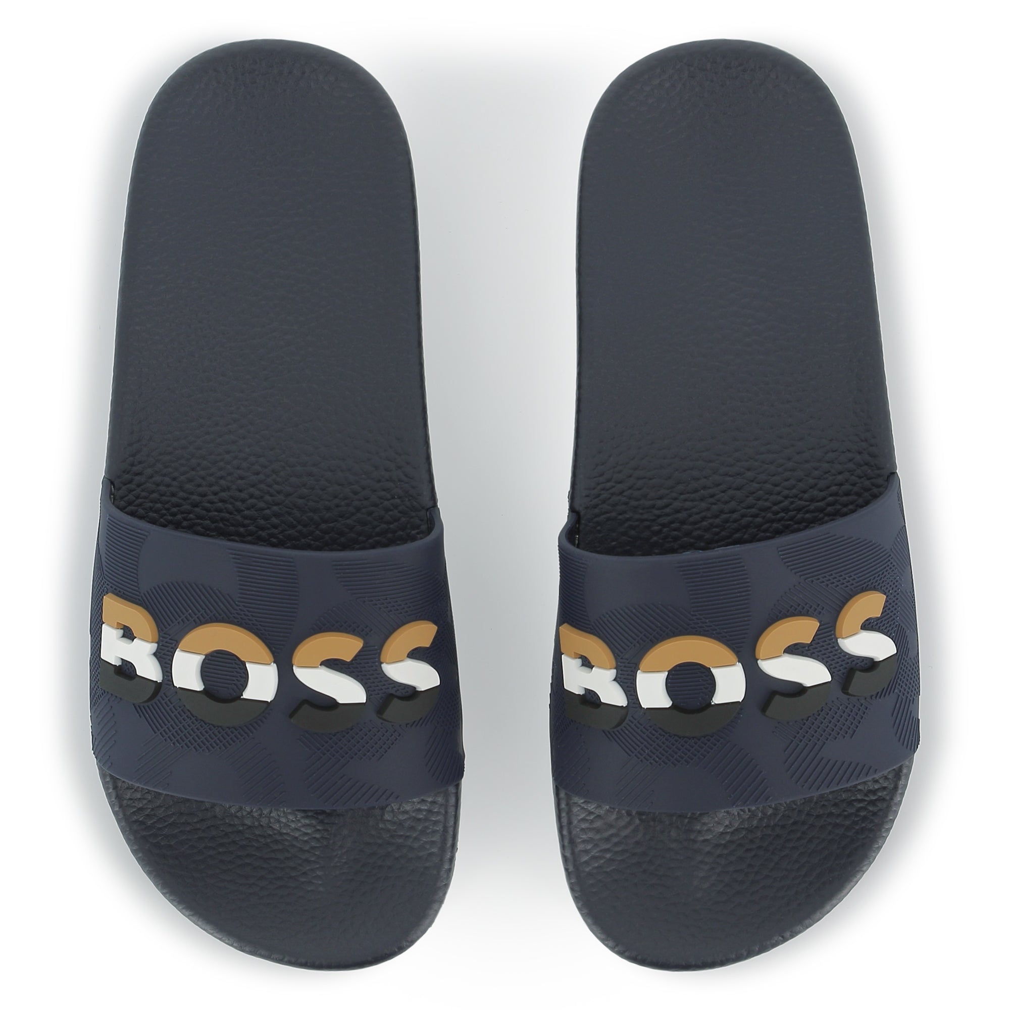 Boss Boys Navy Logo Slides