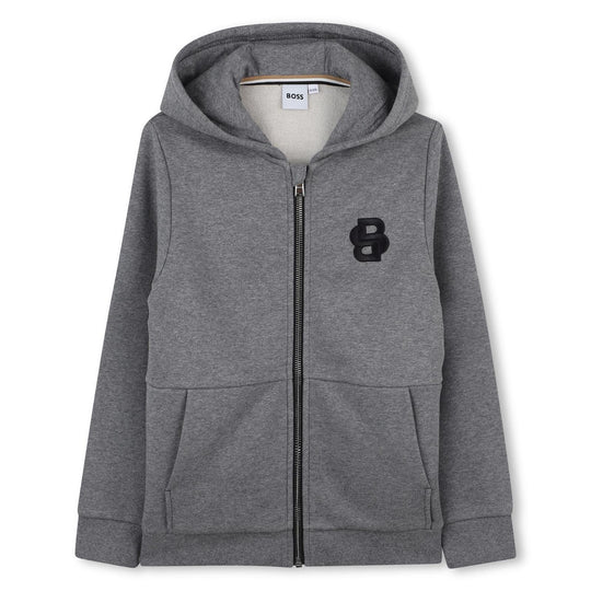 Boys Grey Hooded Cardigan