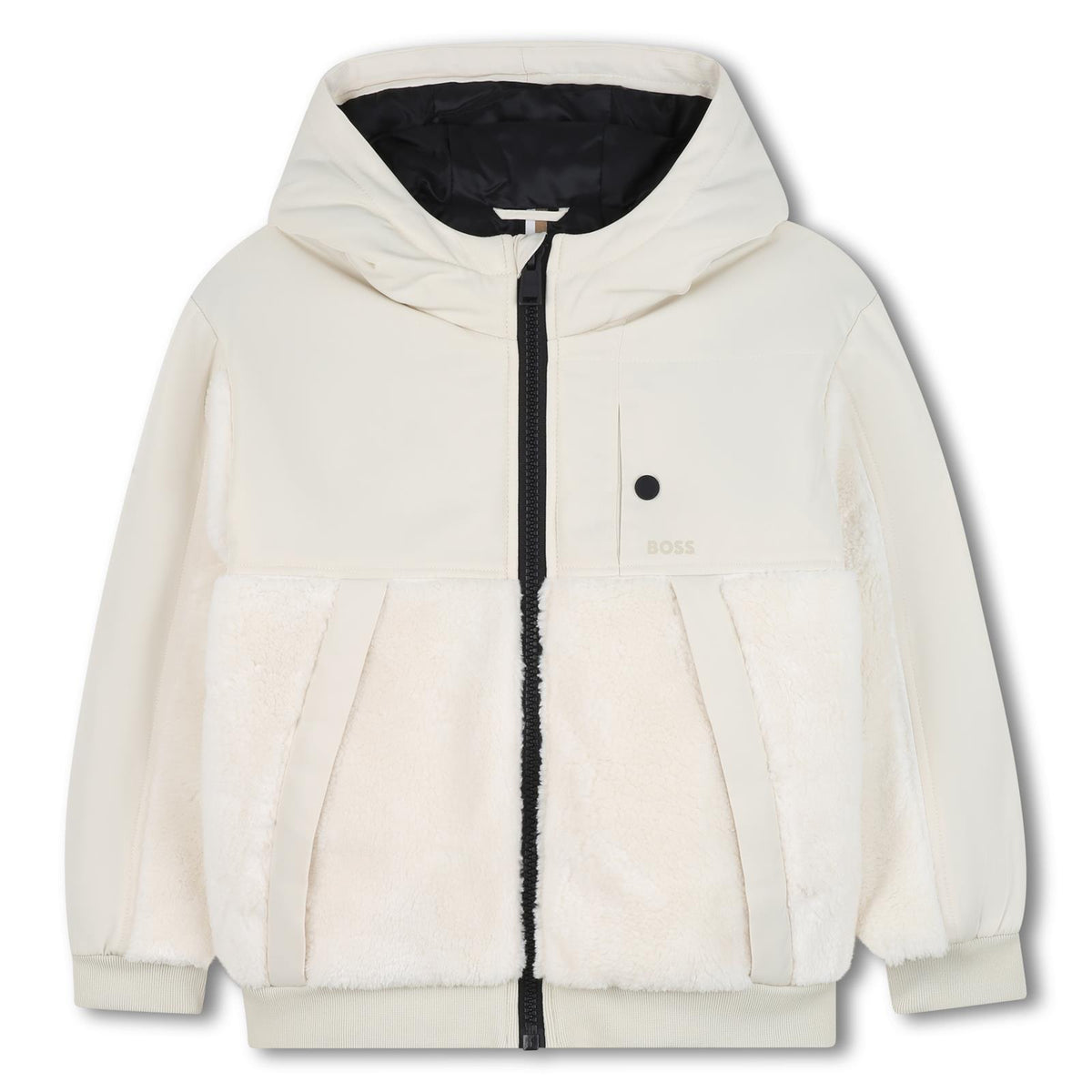 Boss Boys Beige Shearing Hooded Jacket
