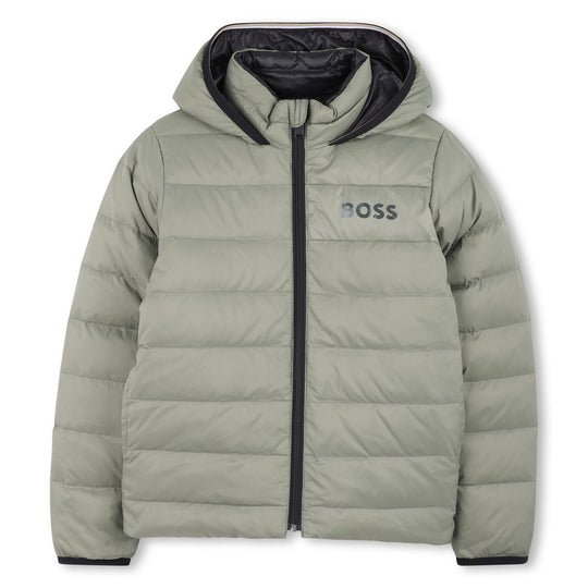Boys Khaki Reversible Puffer Jacket