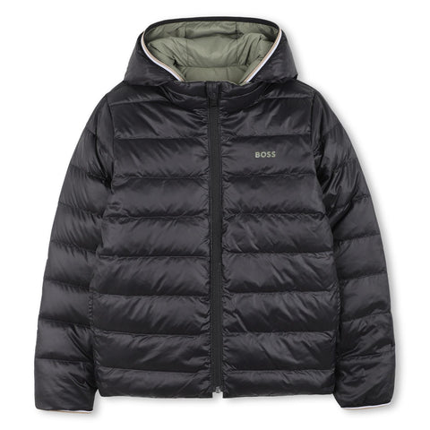 Boss Boys Khaki Reversible Puffer Jacket