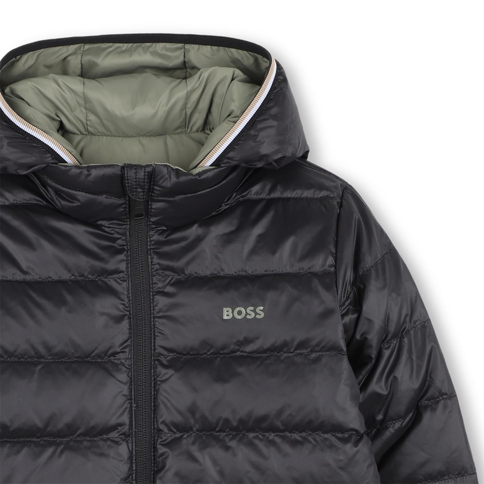 Boss Boys Khaki Reversible Puffer Jacket