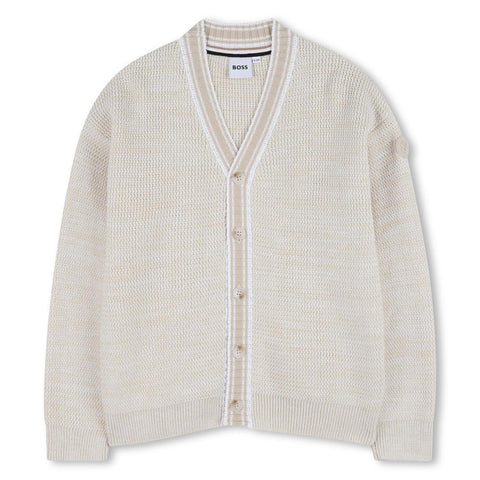 Boss Boys Beige Knitted Cardigan