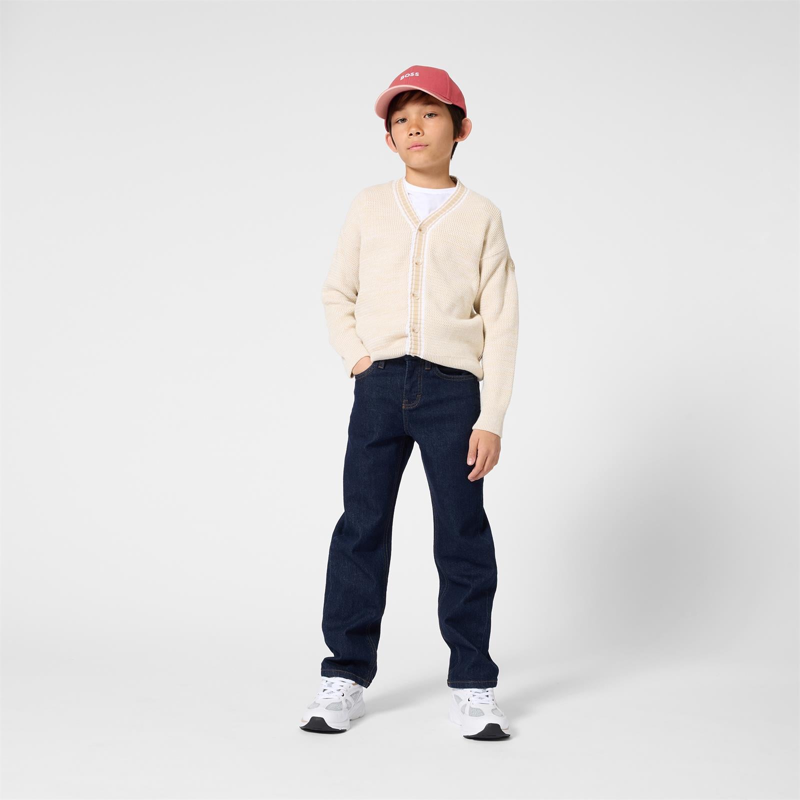 Boss Boys Beige Knitted Cardigan