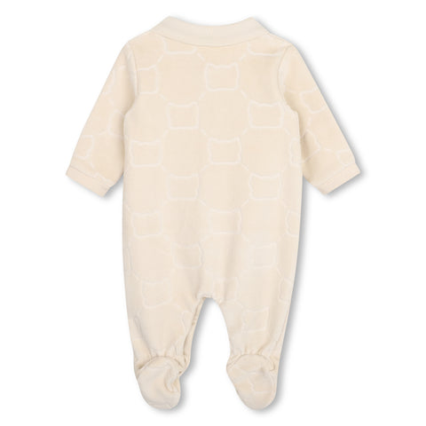 BOSS Baby Boys Velour Beige Babygrow Set