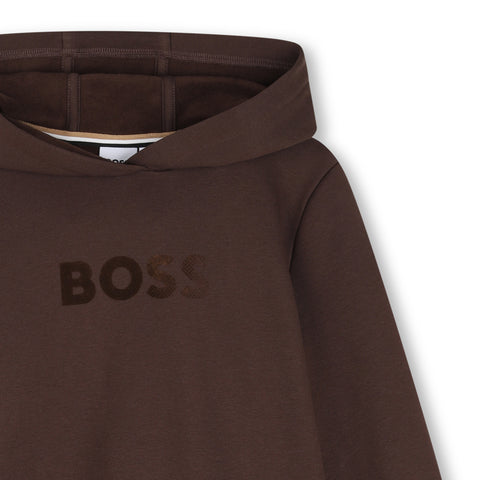 BOSS Boys Brown Hooded Sweatshirt
