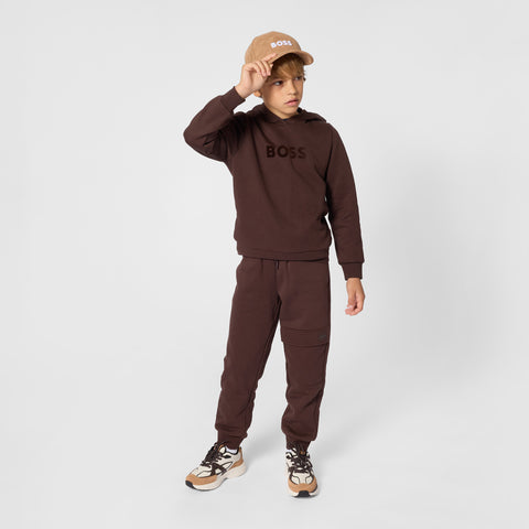 BOSS Boys Brown Hooded Sweatshirt